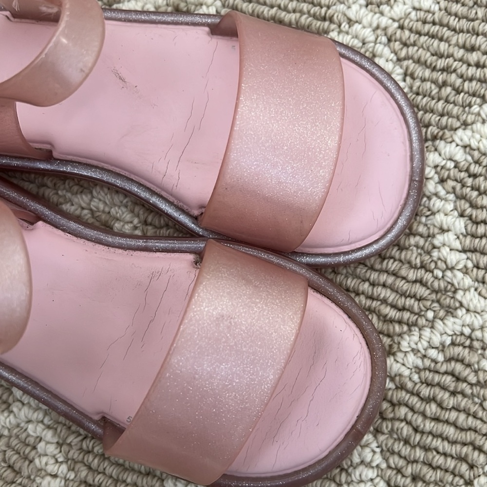 Mini Melissa Size 10 Little Girl Sandals Pink Glitter - Picture 4 of 6